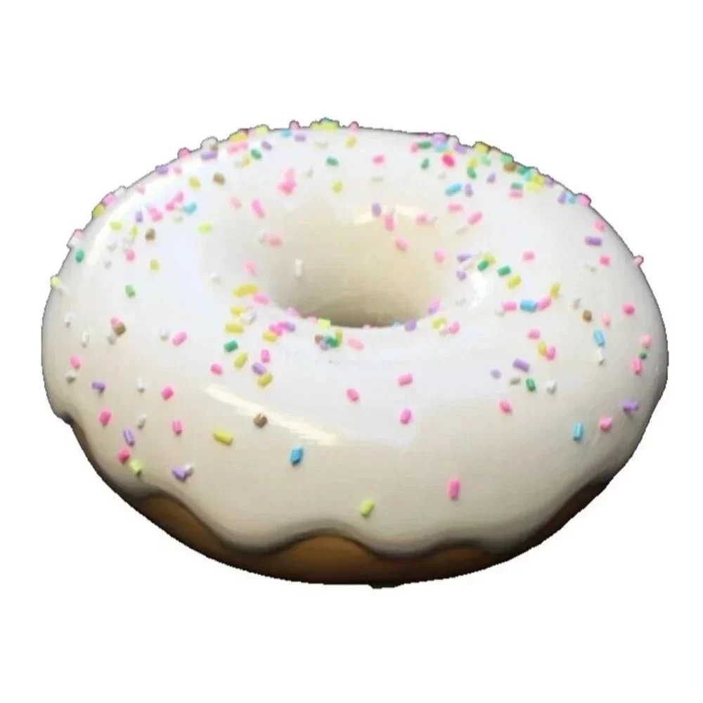 New White Donut W/ Rainbow Sprinkles Resin Statue Prop Display Wall Art Decor